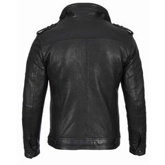 Men's Black Waxed Cafe Racer Style Lambskin Leather Jacket Regals Leather