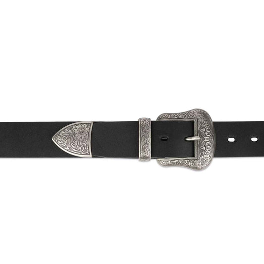 Cowboy Belts Men's - Thick Leather Belt With Silver Buckle Belts 1.5 Inch