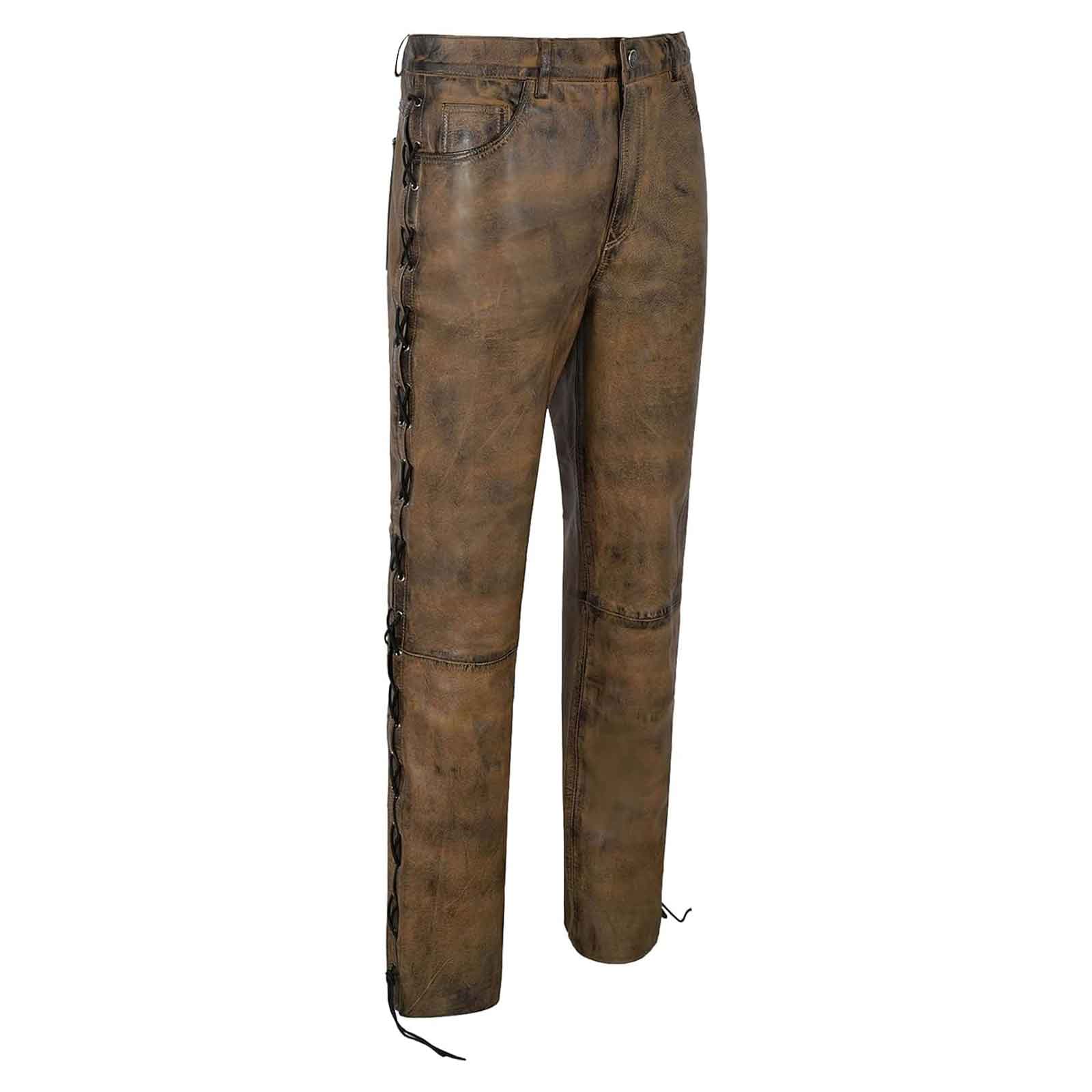 Men's 'Classic' Fit Motorcycle Casual Fashion Cowboy Western Leather Pants