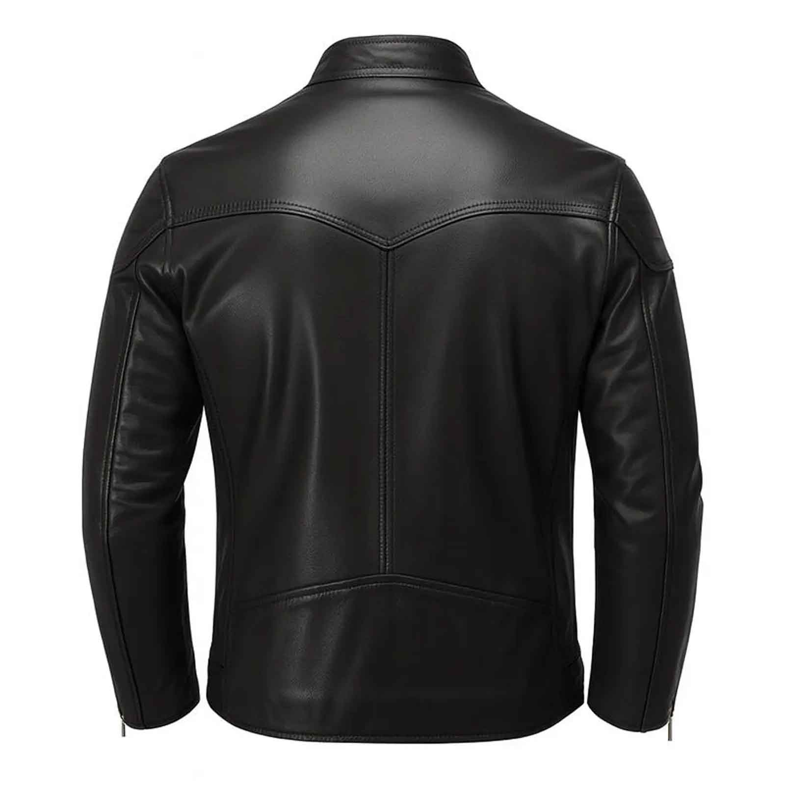 Chaqueta Biker de Cuero de Oveja Negra para Hombre – Estilo Moto Ajustado | Regals Leather