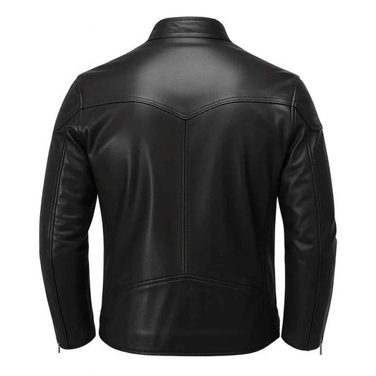 Black Sheepskin Leather Biker Jacket for Men – Slim Fit Moto Style | Regals Leather