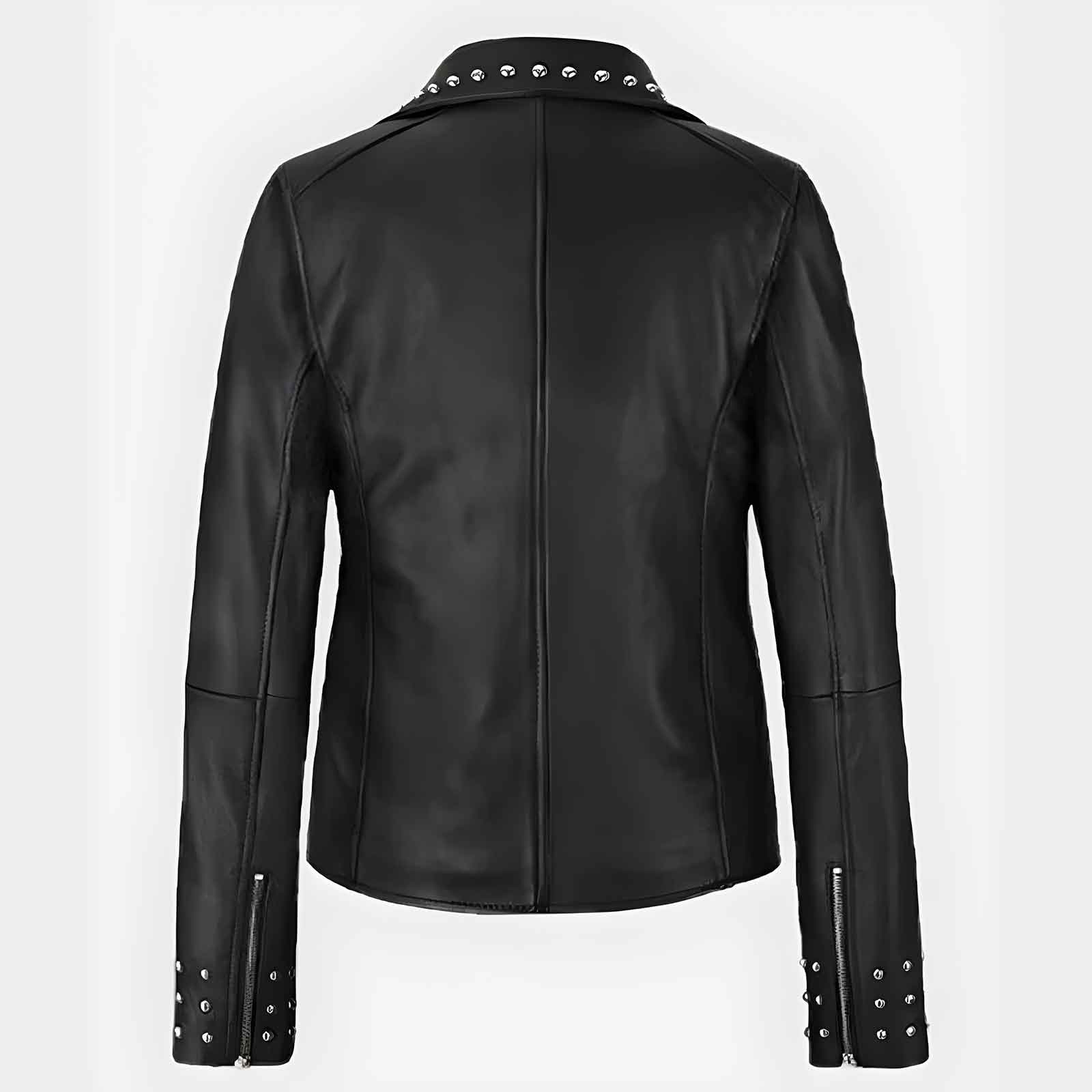 Women’s Eva Studded Leather Jacket | Stylish Biker Moto Outerwear