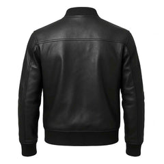 Men’s Slim Fit Black Leather Bomber Jacket – Timeless Handcrafted Fashion