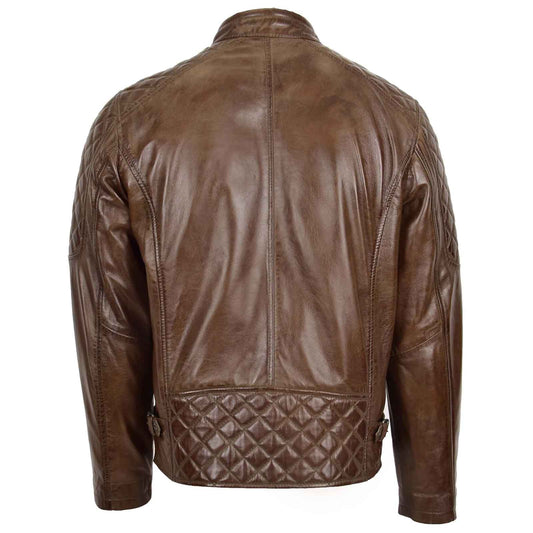 Regals Leather Men’s Quilted Biker Jacket – Jackson Timber Distressed Leather