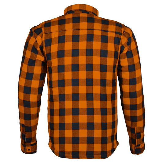 Exo Protective Motorcycle Flannel Shirt Orange/Black – Kevlar® Lined Riding Shirt with CE Armor Pockets