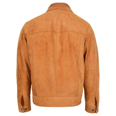 Men’s Real Suede Casual Harrington Jacket – Larry Tan Goat Suede Classic