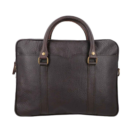 Adjustable Strap and Top Handle – REGALS LEATHER Vintage Blackish-brown Leather Bag for Work, Travel & Business