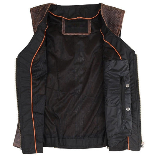 Women's Black Premium Cowhide Biker Motorcycle Leather Vest with Cowgirl Western Leather Outwear, Adjustable Side Buckles