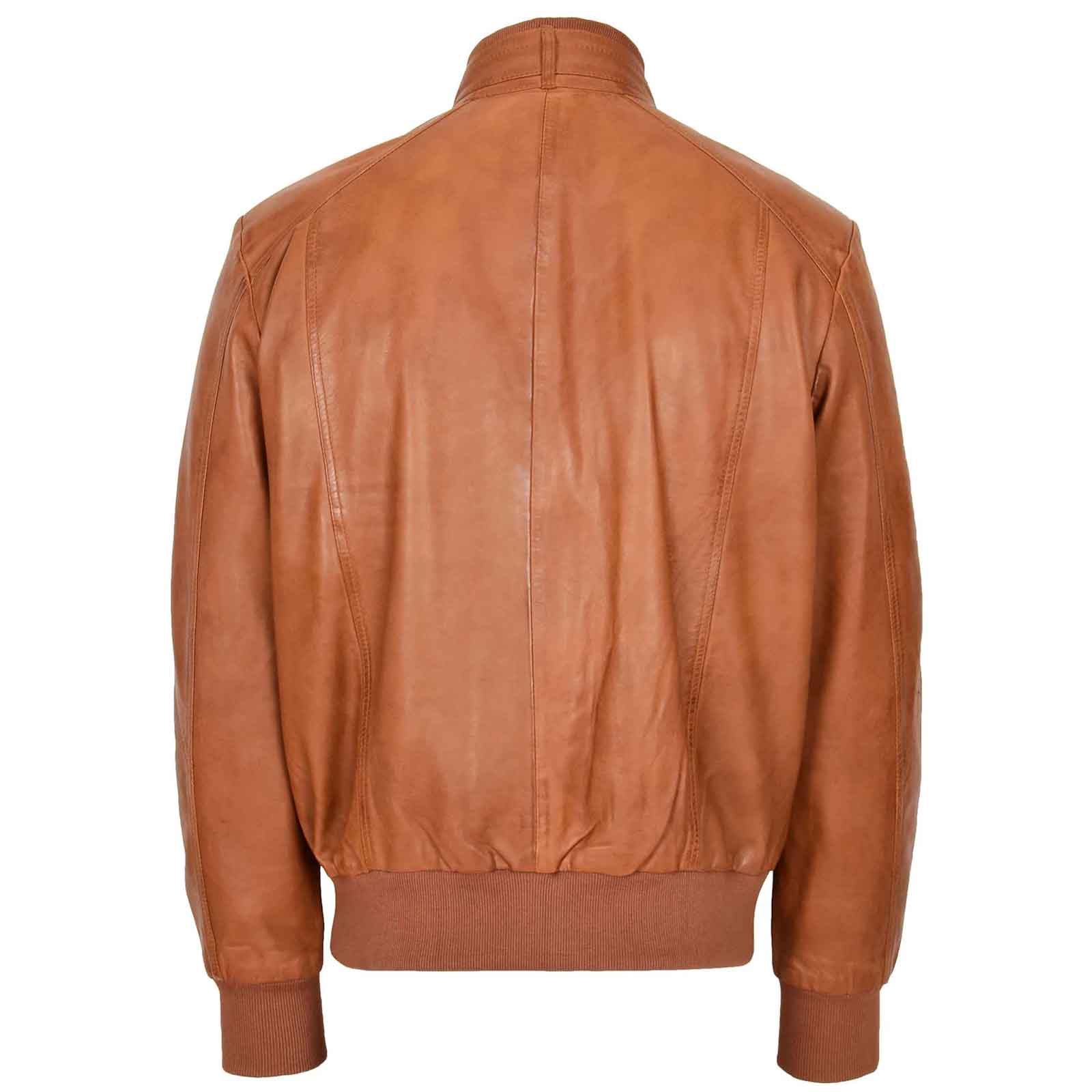 Men’s Leather Bomber Flight Jacket – Tom Tan Classic Aviator Style