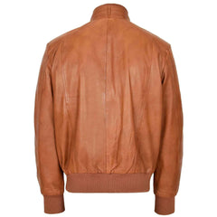 Men’s Leather Bomber Flight Jacket – Tom Tan Classic Aviator Style