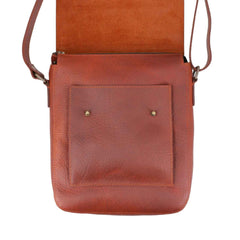 Adjustable Strap & Crossbody Messenger Men’s Genuine Leather Bag Reddish-Brown