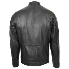 Clyde Black Men’s Leather Jacket – Classic Biker Style with Stripes