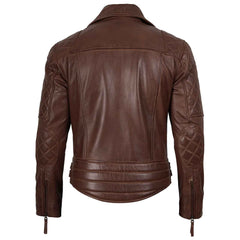 Frisco Men's Dark Brown Quilted Asymmetrical Leather Biker Style Jacket
