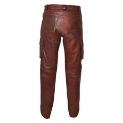 Leather Pants for Men Sweatpants with Cargo Pockets Slim Skinny Faux Leather Pants Trousers