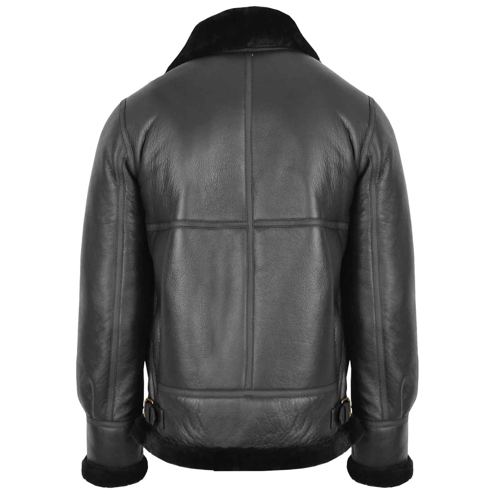 Men’s Classic B3 Original Sheepskin Jacket – Black Aviator Bomber Coat | Regals Leather