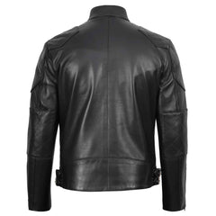 Regals Leather Men's Black Cafe Racer Genuine Leather Jacket