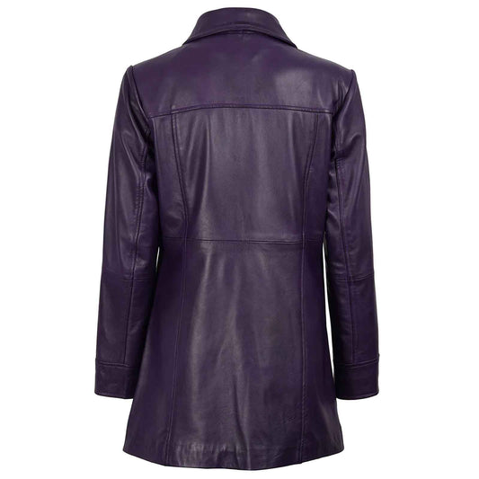 Regals Leather Vintage Kandis Women's Leather Purple 3/4 Length Car Coat
