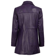 Regals Leather Vintage Kandis Women's Leather Purple 3/4 Length Car Coat