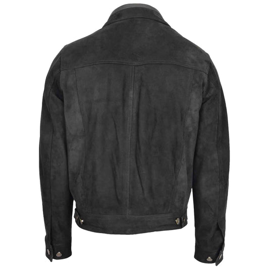Men’s Real Suede Trucker Harrington Jacket – Daryl Black Leather Jacket