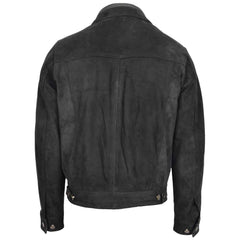 Men’s Real Suede Trucker Harrington Jacket – Daryl Black Leather Jacket