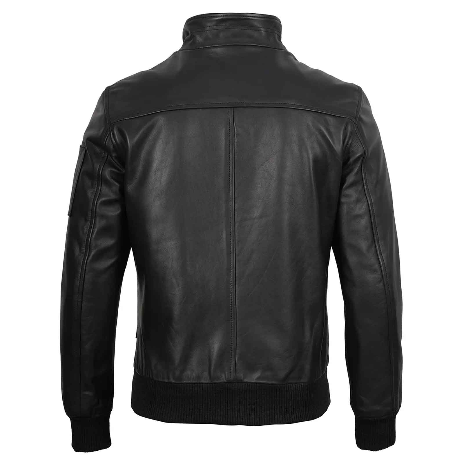Regals Leather Men's Black Real Cowhide Leather Bomber Jacket