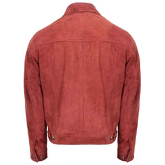 Men’s Real Suede Trucker Harrington Jacket – Daryl Burgundy Goat Suede Classic