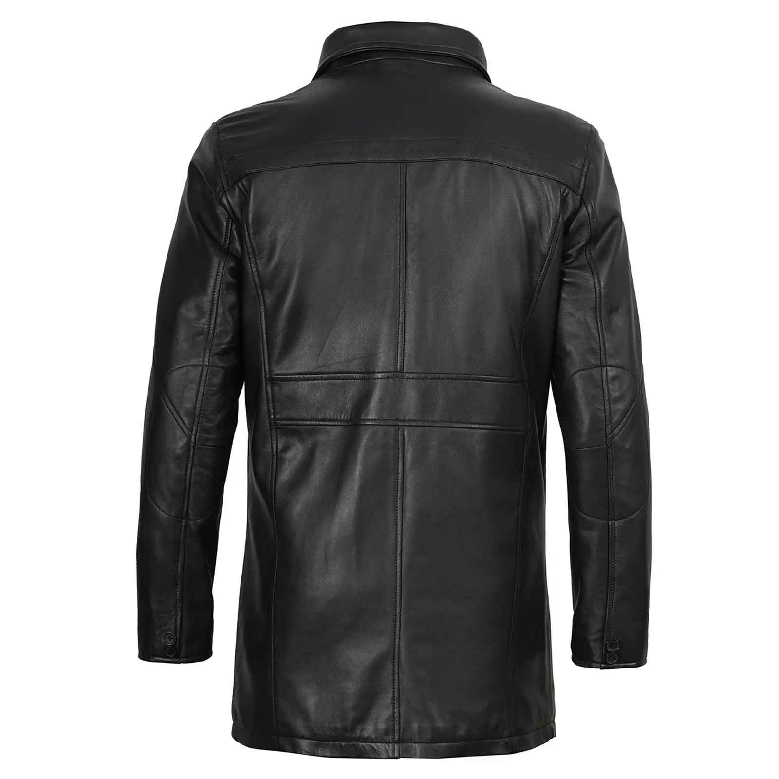 Bristol Men's Real Lambskin Black Leather Car Coat Stylish Long Jacket for Men's