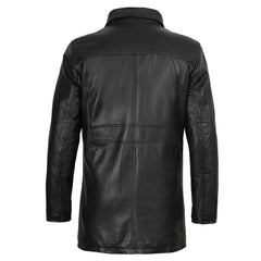 Bristol Men's Real Lambskin Black Leather Car Coat Stylish Long Jacket for Men's
