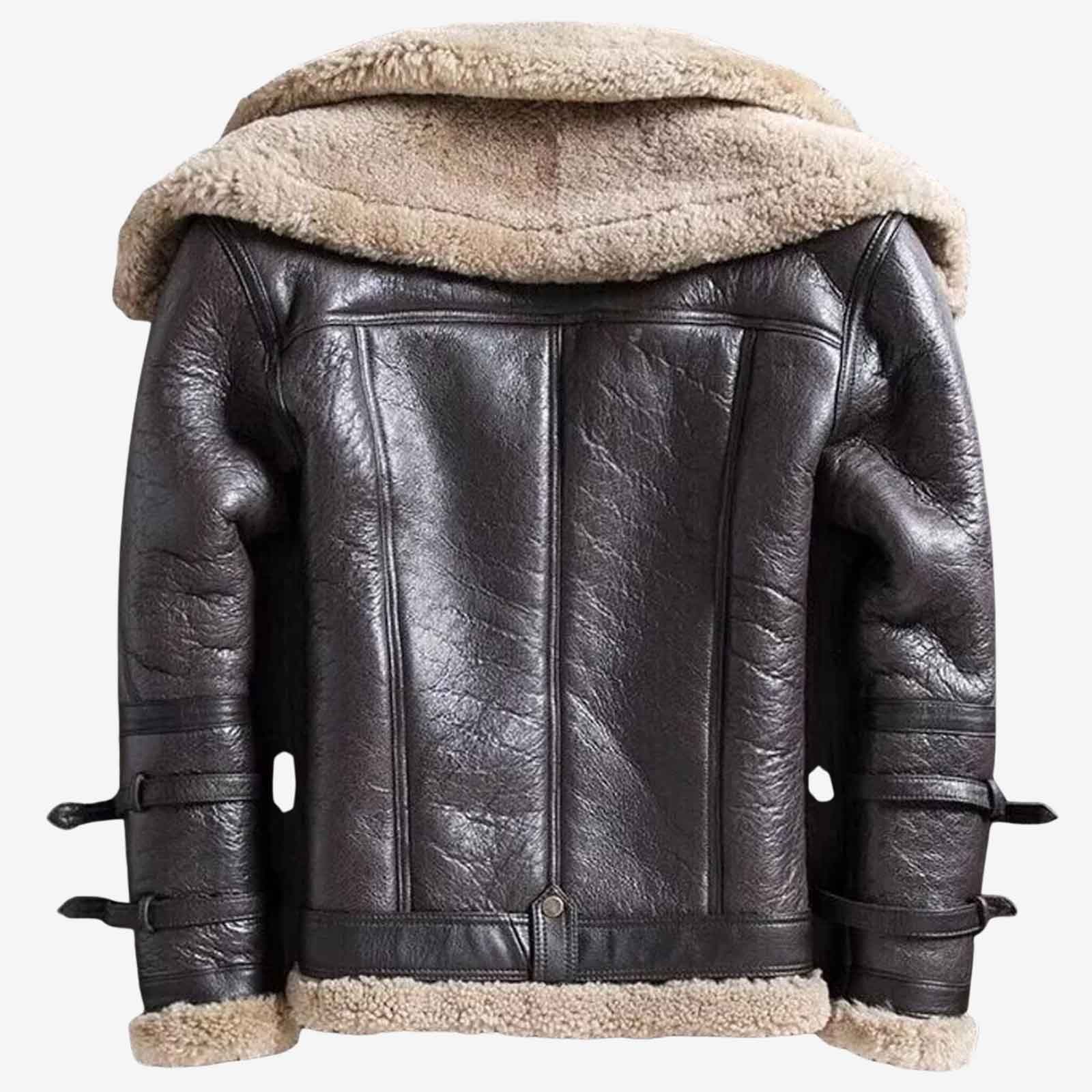 Men’s B3 Sheepskin Bomber Jacket – RAF Aviator Pilot Flying Coat | Double Collar Shearling Leather Jacket by Regals Leather