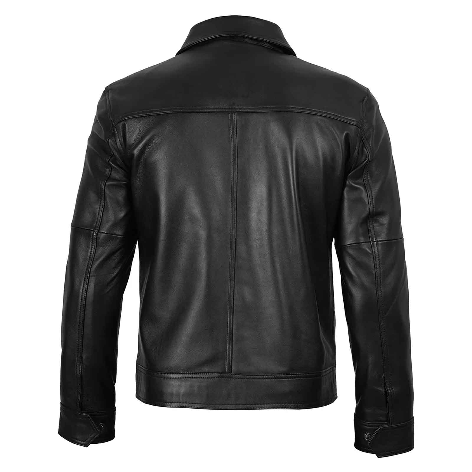 Thomas Men's Harrington Vintage Genuine Lambskin Black Leather Jacket