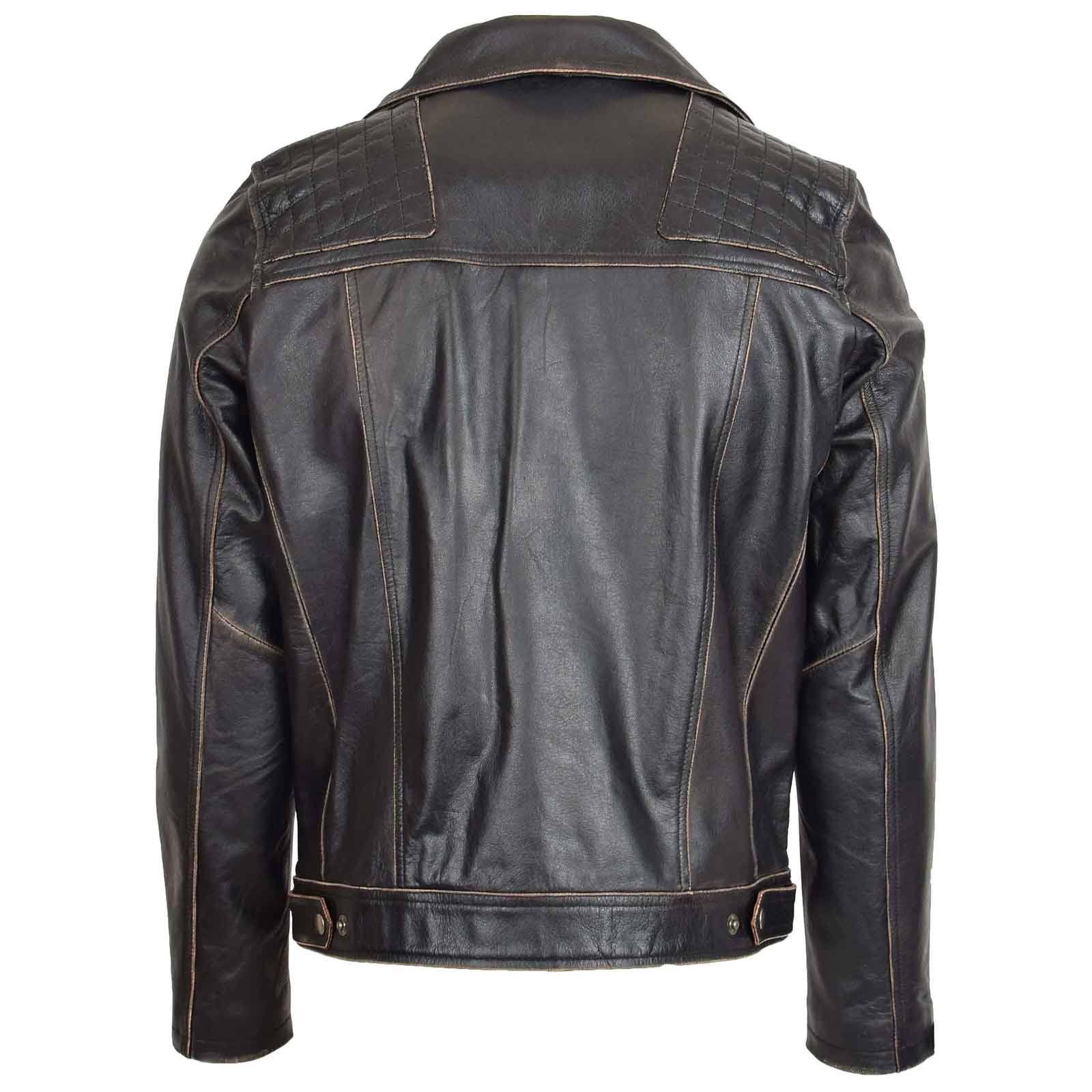 Regals Leather Classic Men's Leather Biker Brando Design Jacket Sean Vintage Black