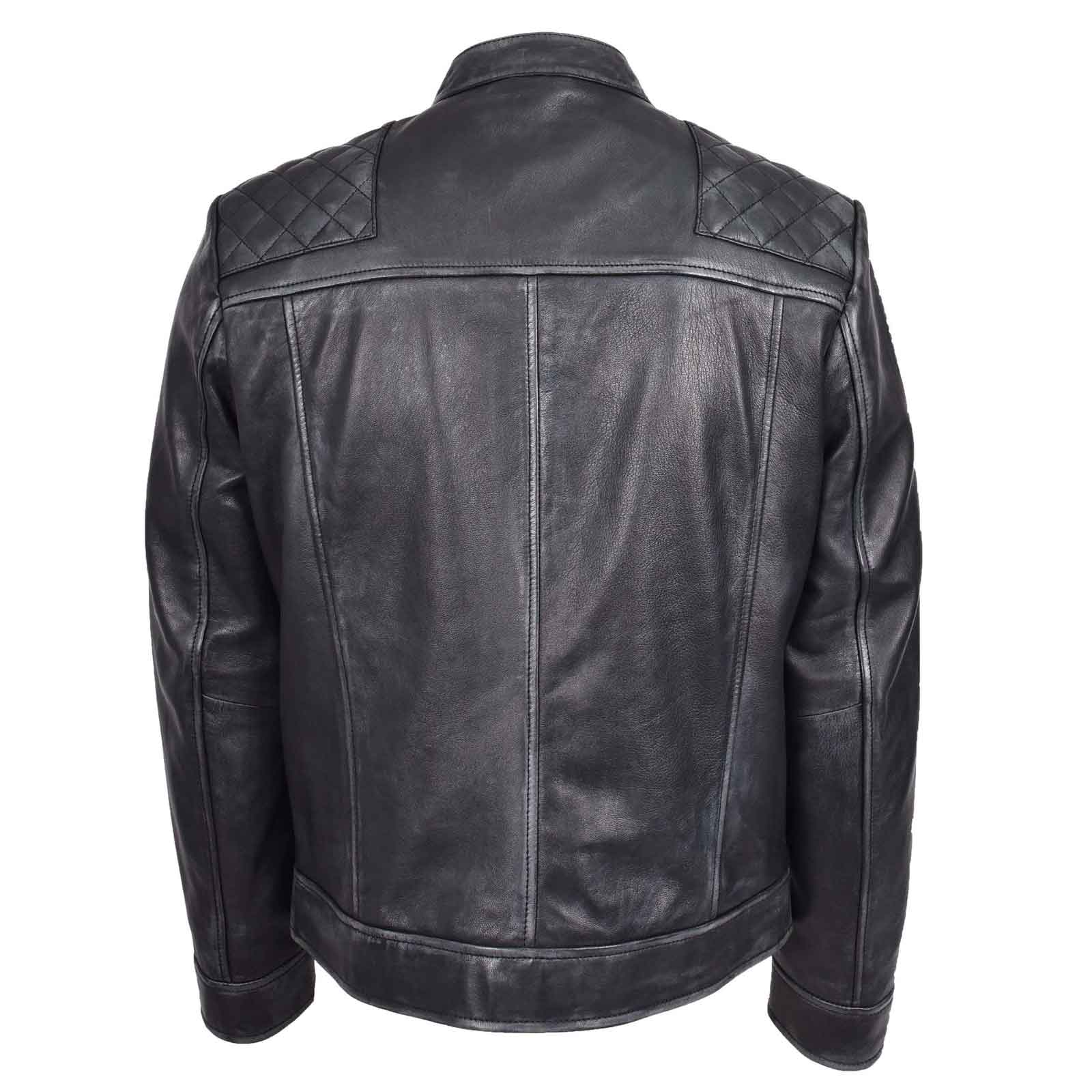 Men’s Real Leather Biker Jacket – Black Cafe Racer Style | Regals Leather