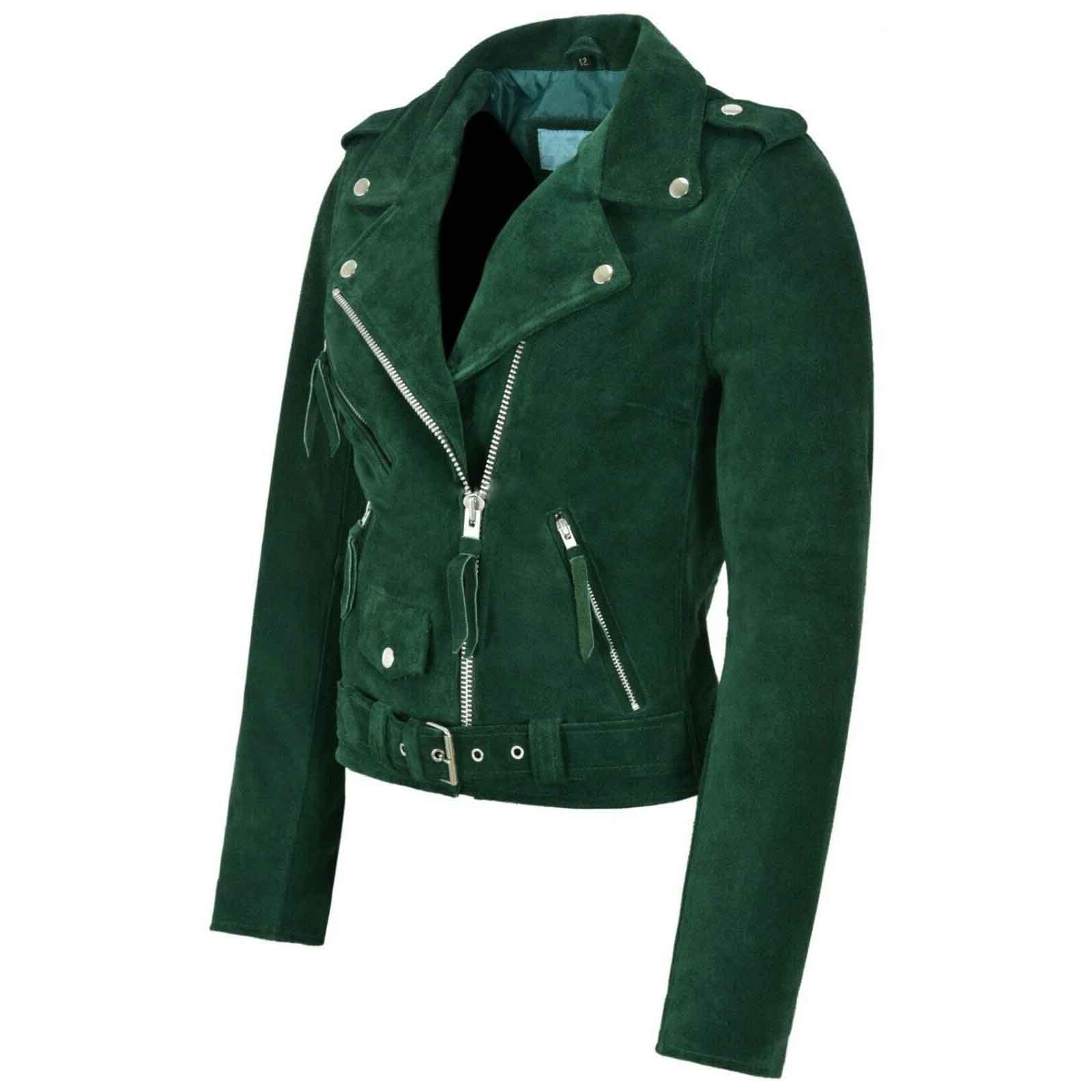 Regals Leather Classic New Women's Suede Leather Jacket Soft Sheepskin Moto Biker Jacket