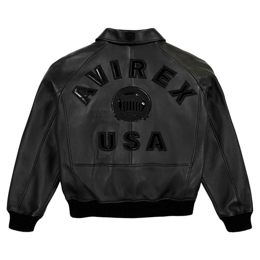 Best Seller Men’s Iconic Avirex Leather Jacket Black American Flight Jacket