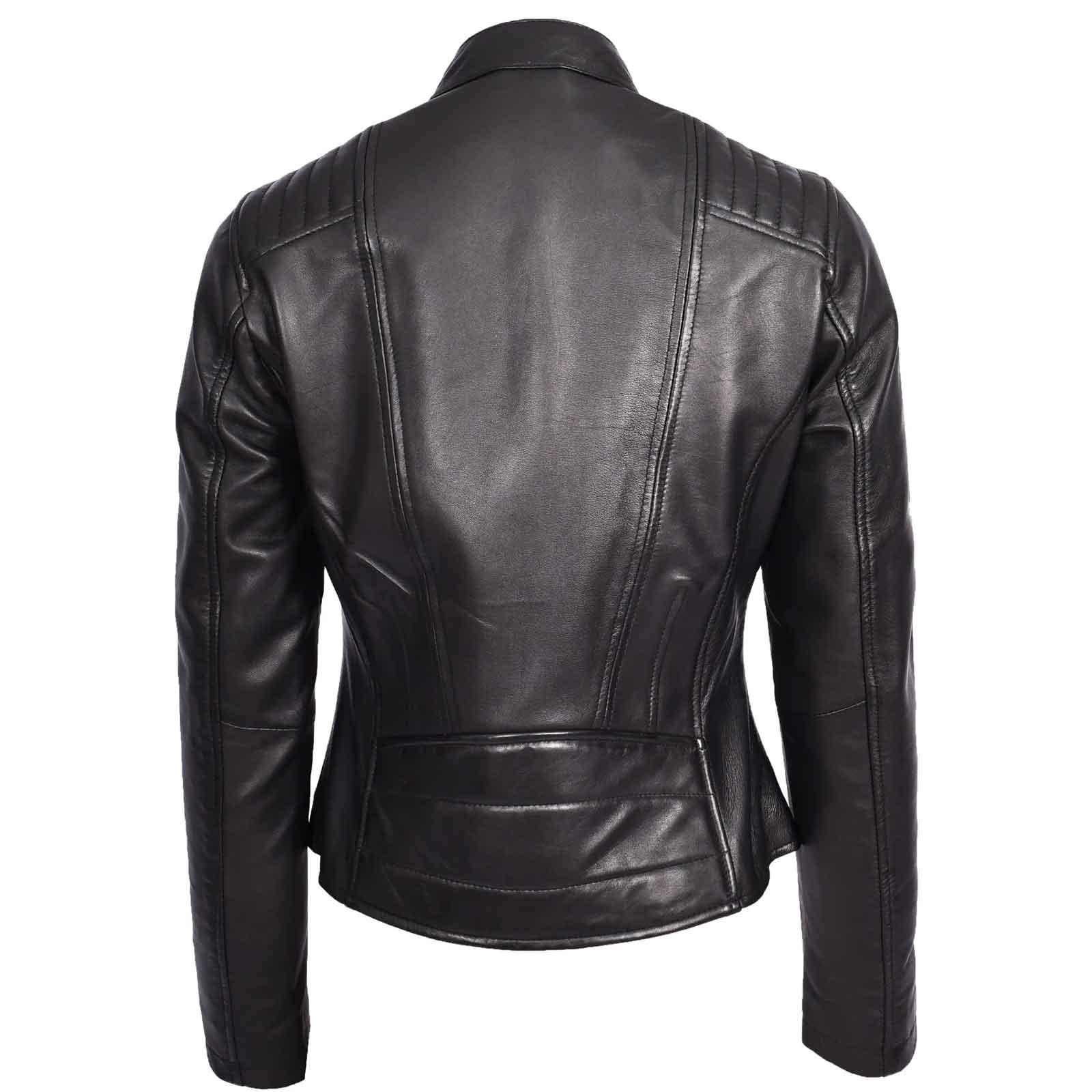 Stylish Sophia Black Women’s Genuine Leather Biker Jacket – Regals Leather