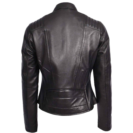 Stylish Sophia Black Women’s Genuine Leather Biker Jacket – Regals Leather