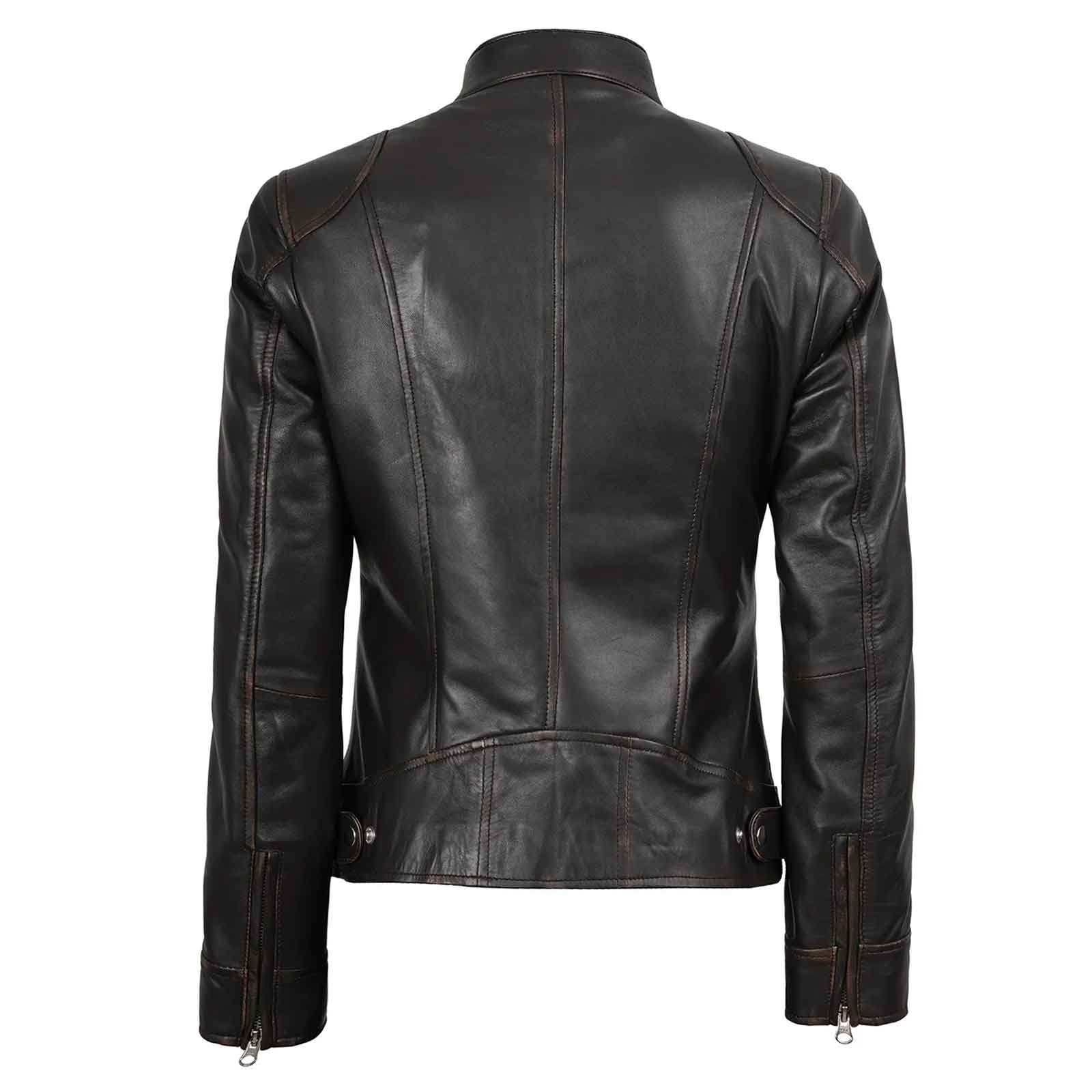 Dodge Women’s Vintage Rub-Off Brown Leather Jacket – Regals Leather