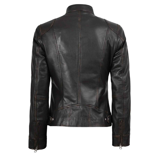 Dodge Women’s Vintage Rub-Off Brown Leather Jacket – Regals Leather