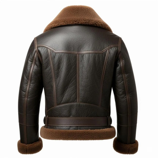 Regals Leather Men’s Sheepskin B3 Aviator Jacket – Genuine Leather Bomber with Shearling Collar