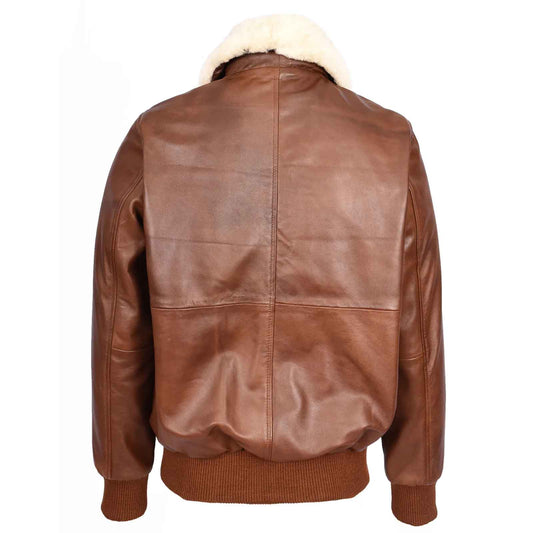 Men’s Premium Leather Aviator Bomber Jacket – G-1 Pilot Style Luca Tan