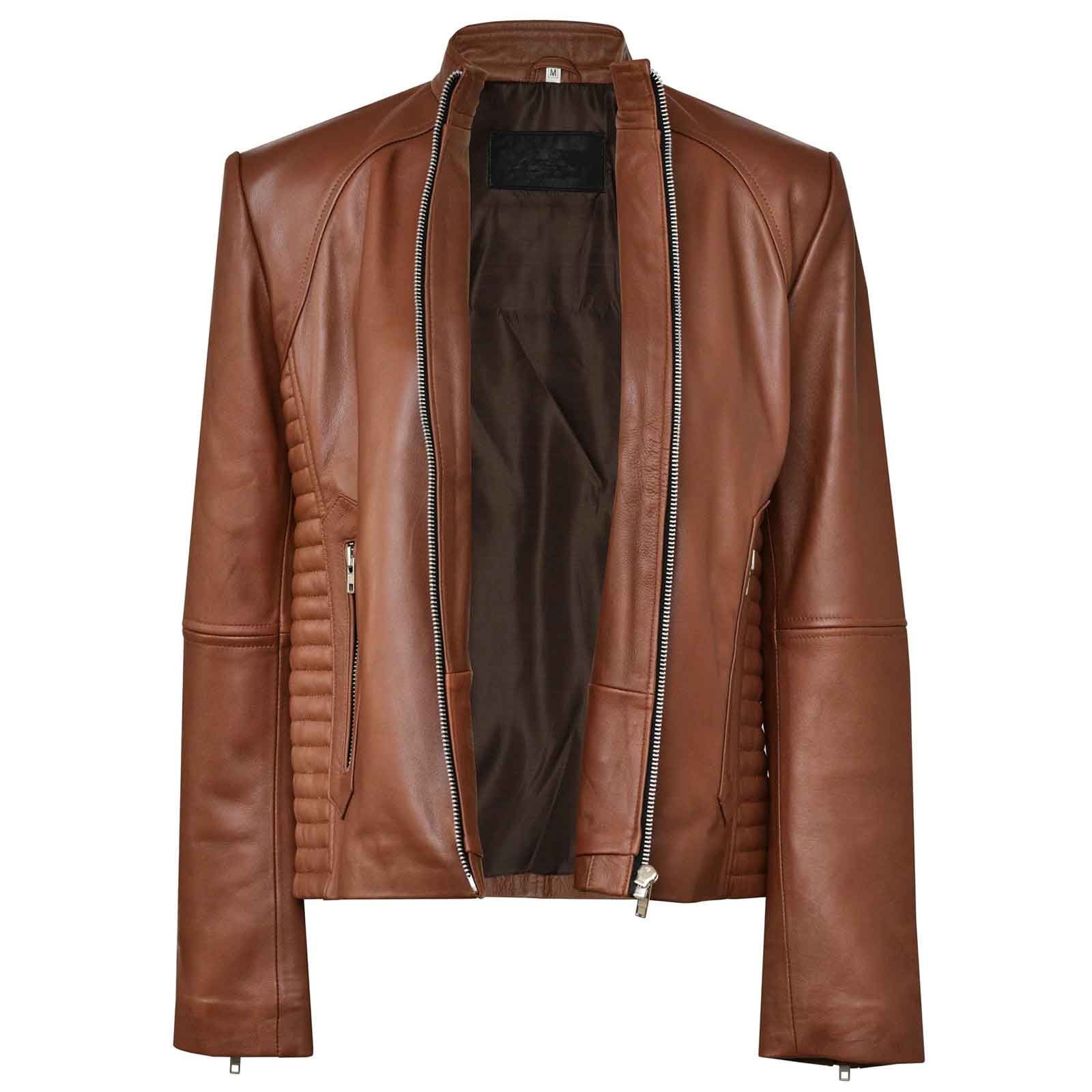 Regals Leather Breathable Lightweight Women's Brown Leather Jacket