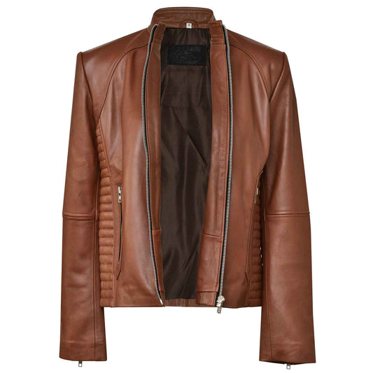 Regals Leather Breathable Lightweight Women's Brown Leather Jacket