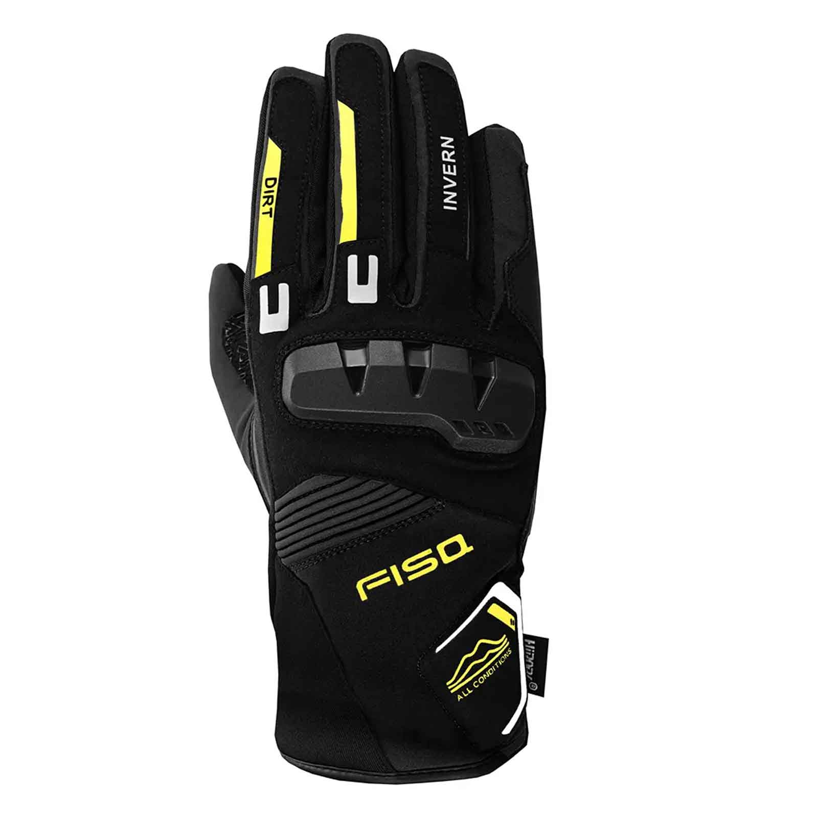 Guantes Fluorescentes Amarillos de Invierno FISA Dirt – Guantes de Moto Impermeables Aislados de Alta Visibilidad