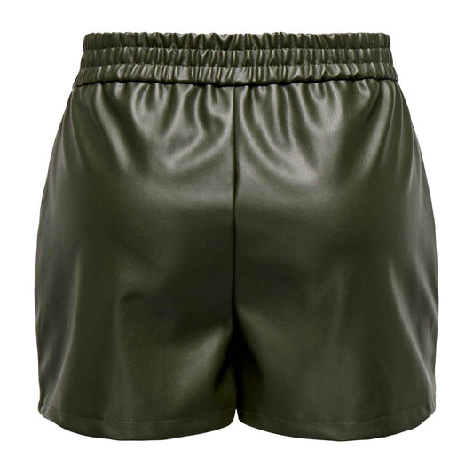 Mid Waist Regular Fit Synthetic Leather Shorts