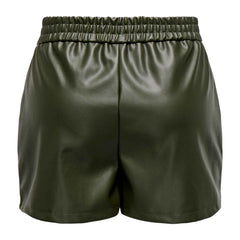 Mid Waist Regular Fit Synthetic Leather Shorts