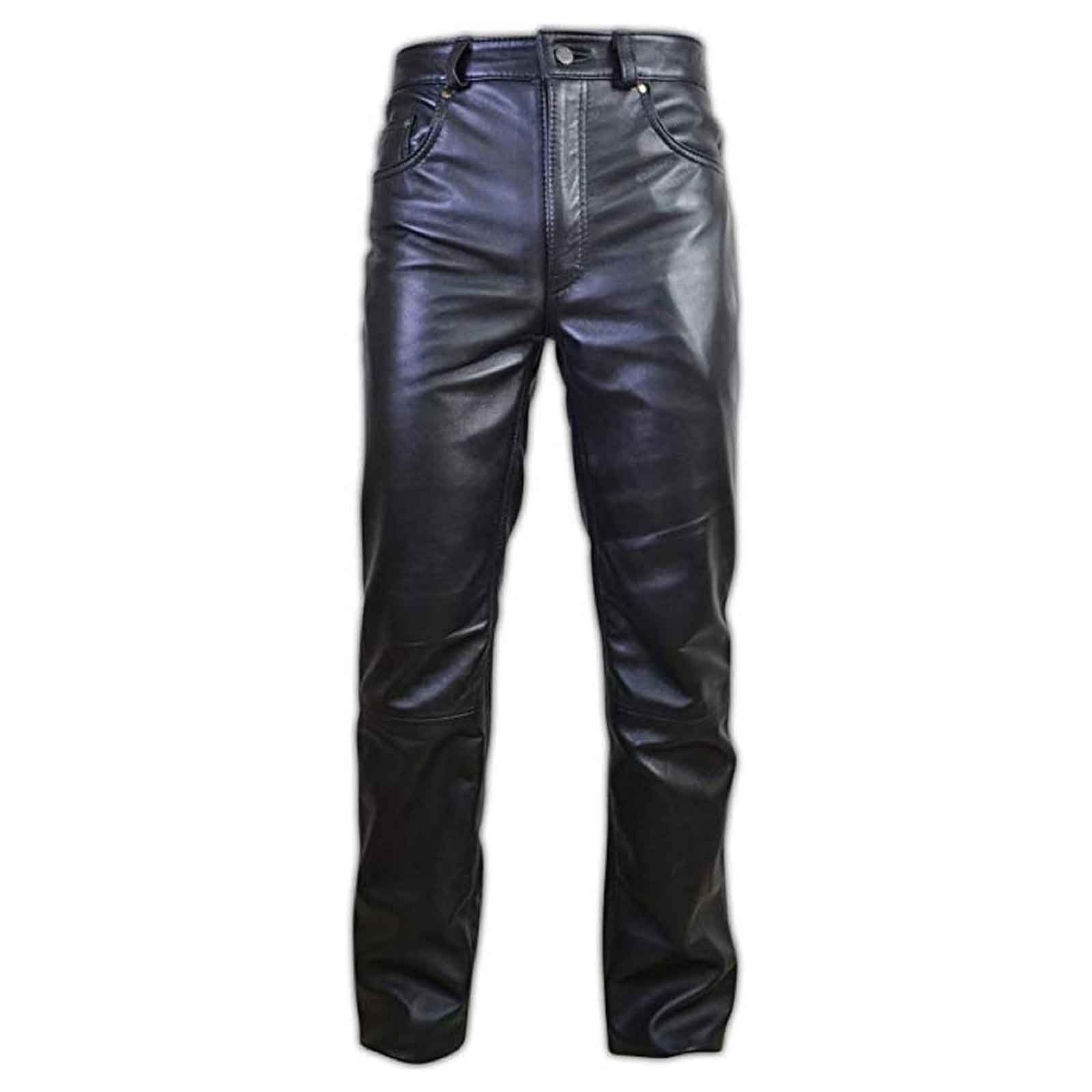 Men's Leather Pants | Black Leather Pants Men 5 Pocket Motor Cycle Black Men's Pant