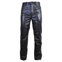 Men's Leather Pants | Black Leather Pants Men 5 Pocket Motor Cycle Black Men's Pant