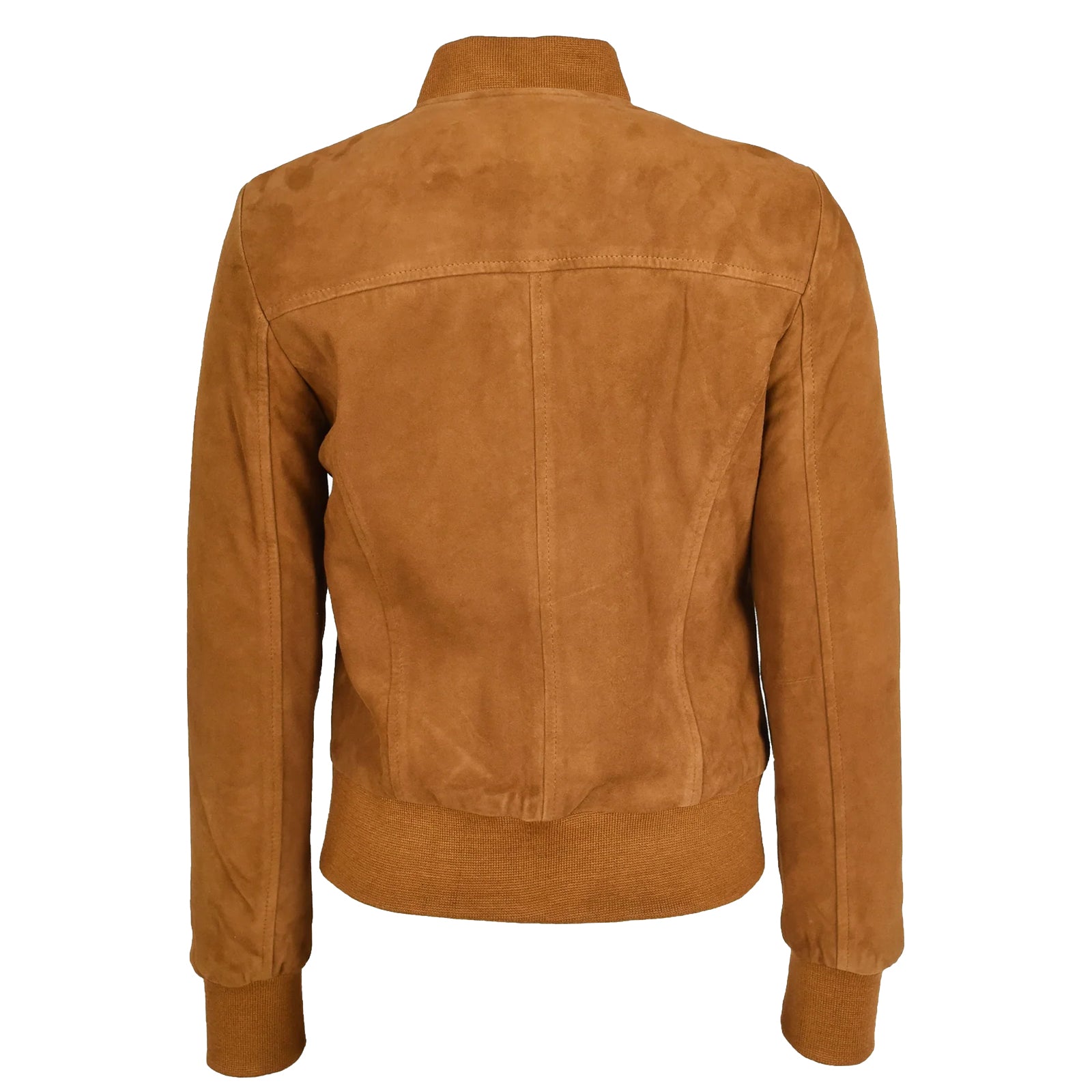 Regals Leather Women's Real Goat Suede Leather Bomber MA-1 Jacket Faye Cognac