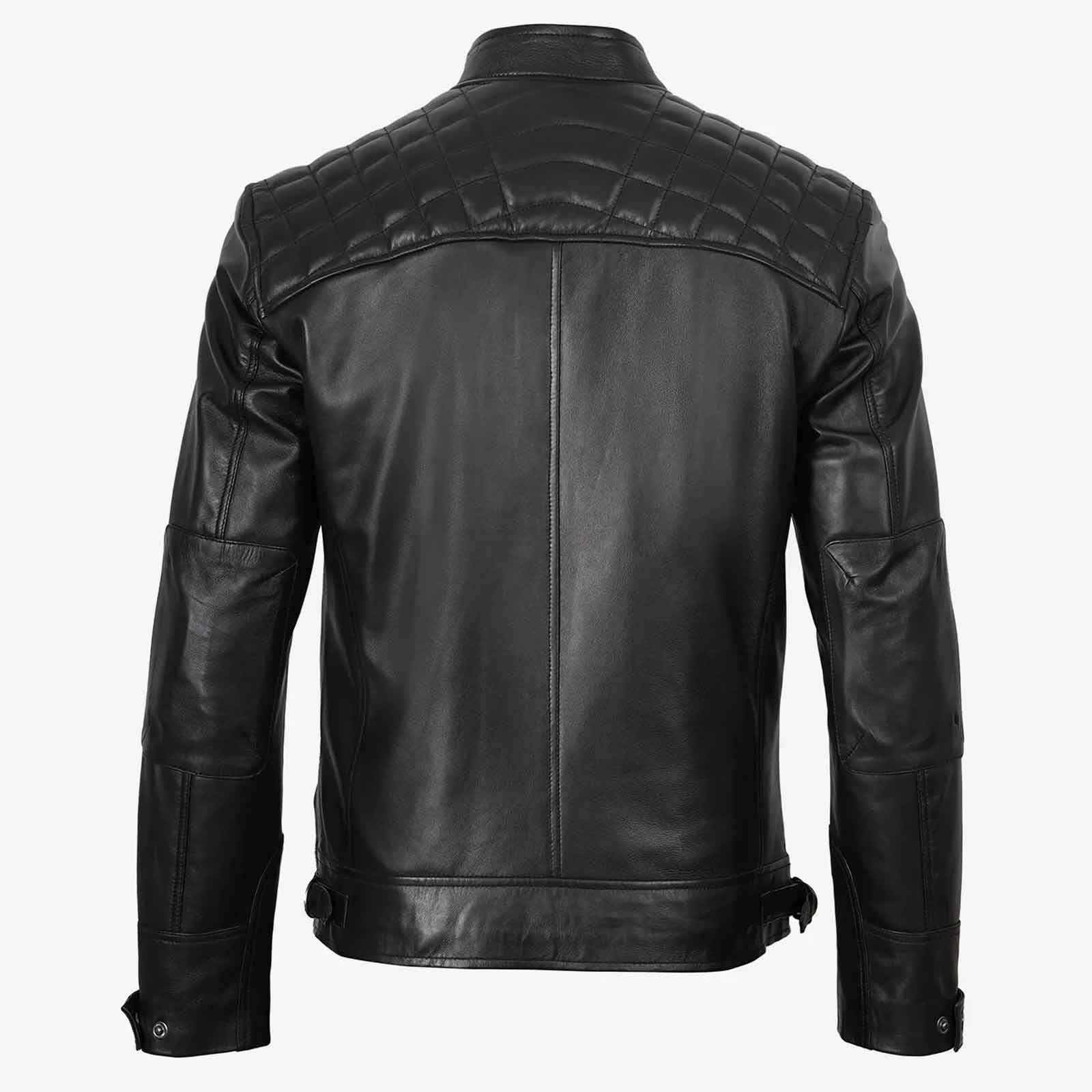 Johnson Men’s Quilted Biker Black Leather Jacket – Premium Motorcycle Style | Regals Leather