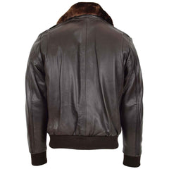 Men’s Leather Bomber Pilot Jacket with Removable Collar – Leroy Brown Classic